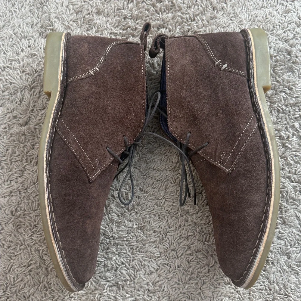 Crevo Men Brown Suede Memory Foam Lace-Up Chukka Boots Size 9.5